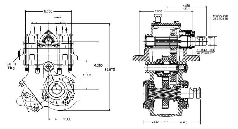 2442 series PTO housing dimensions